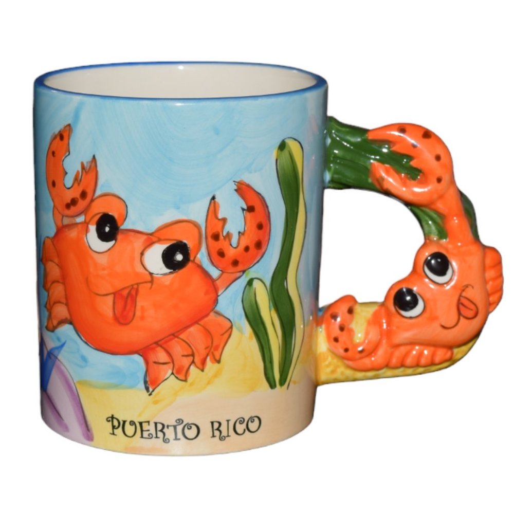 Vintage Puerto Rico Decorative Crab Mug. Multi Coloured. Ocean. Sea. Nau…